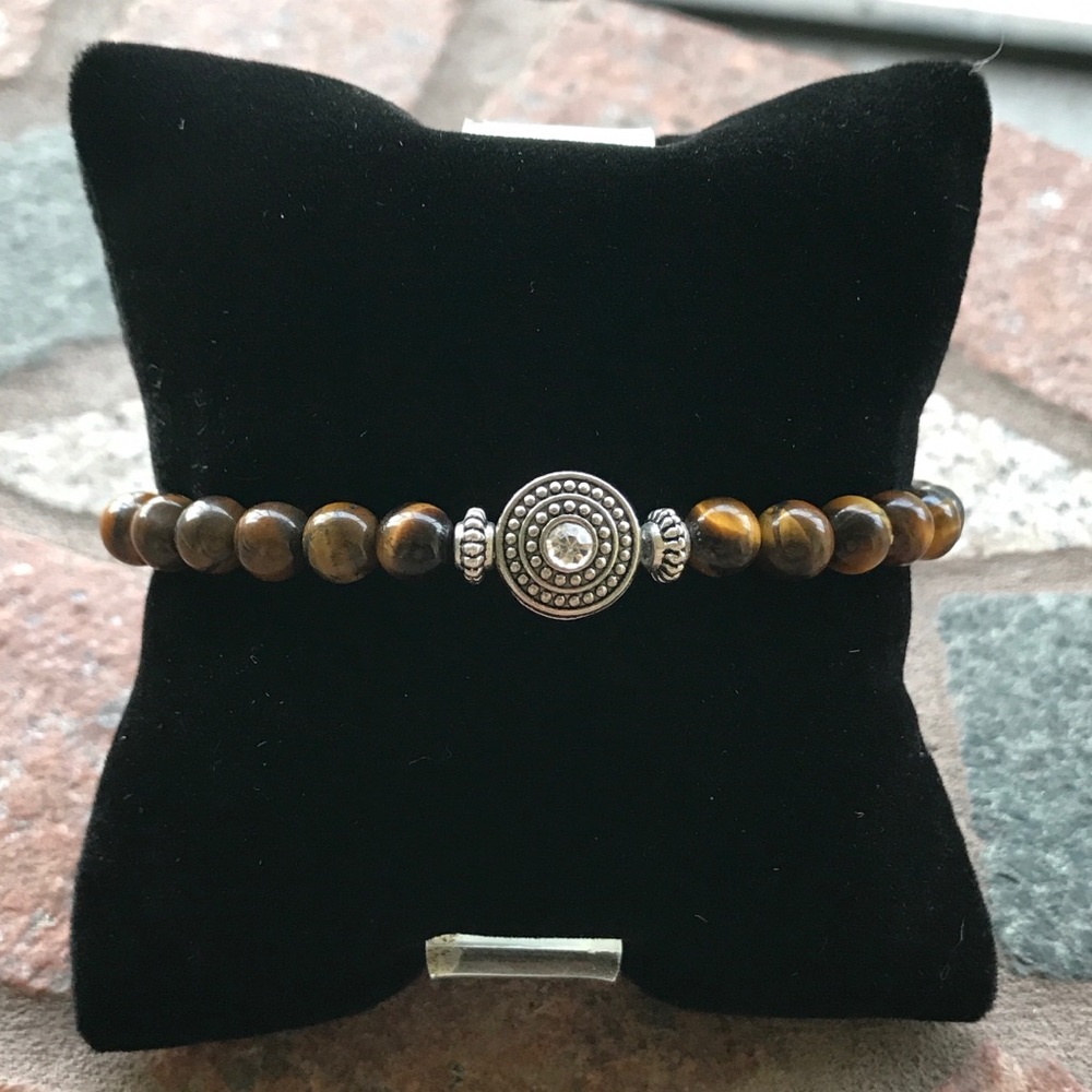 🔴 SALE ! Tiger eye cz charm bead bracelet - Picture 3 of 12